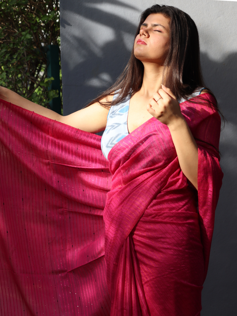 Handloom saree | Plain silk saree | pink color saree | Tussar silk | Soft silk saree