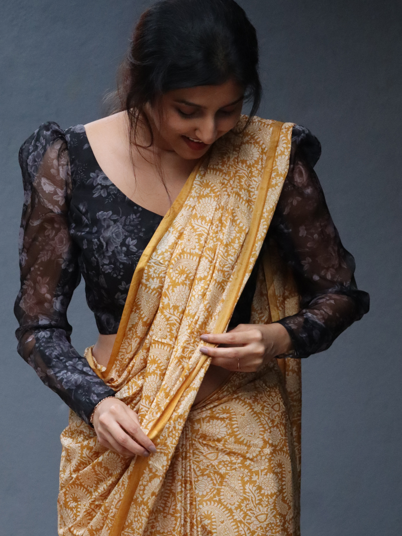 Yellow Sarees | Handloom saree | Soft Silk Sarees | Kashmiri silk saree