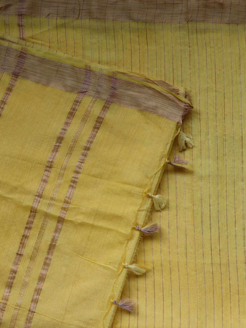 Tussar saree | Handloom saree | Yellow color saree | Pure silk saree | Soft silk saree