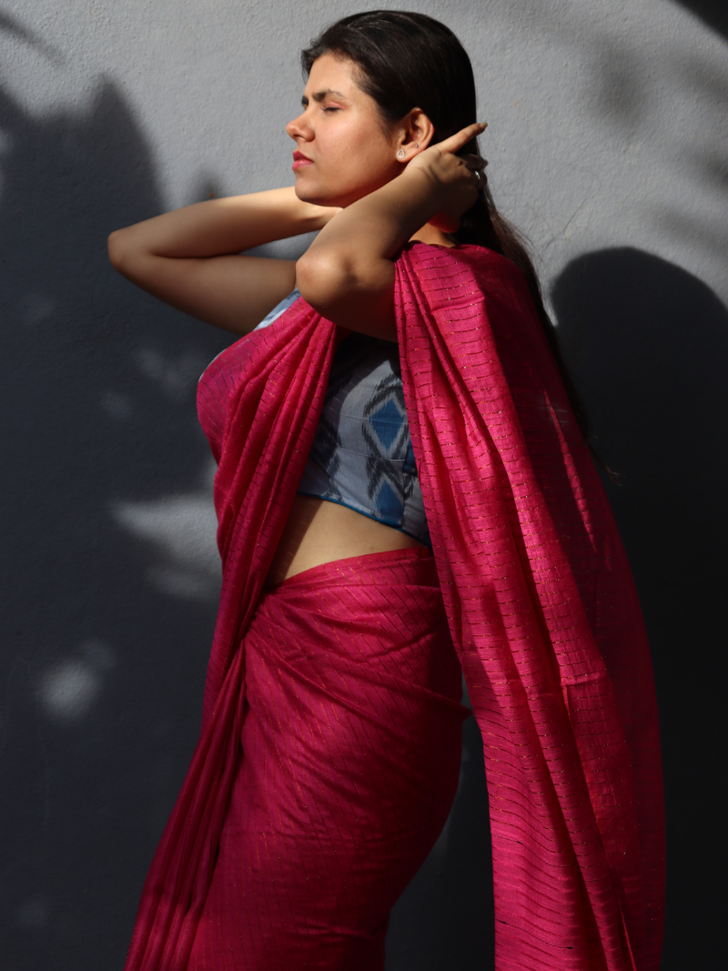 Handloom saree | Plain silk saree | pink color saree | Tussar silk | Soft silk saree