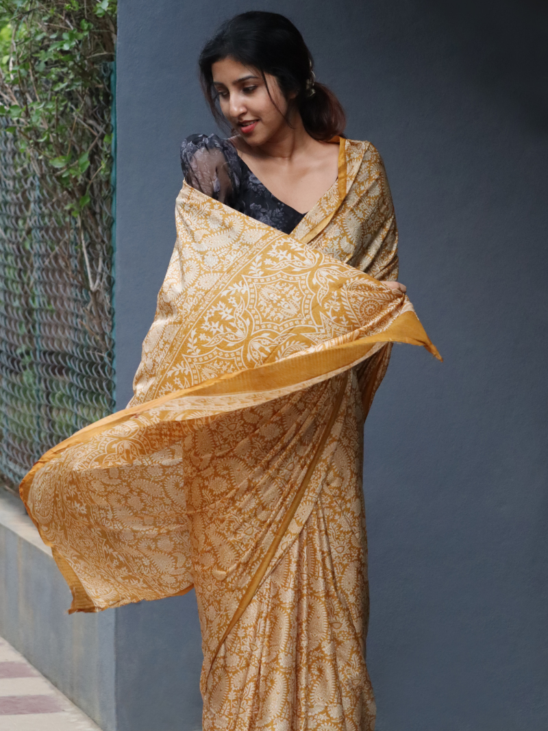 Yellow Sarees | Handloom saree | Soft Silk Sarees | Kashmiri silk saree