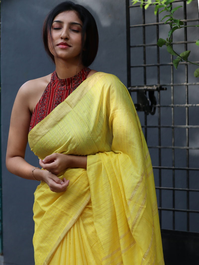 Tussar saree | Handloom saree | Yellow color saree | Pure silk saree | Soft silk saree