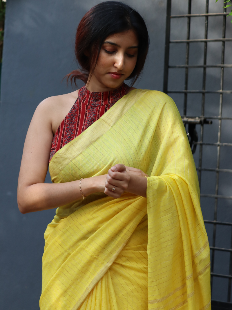 Tussar saree | Handloom saree | Yellow color saree | Pure silk saree | Soft silk saree