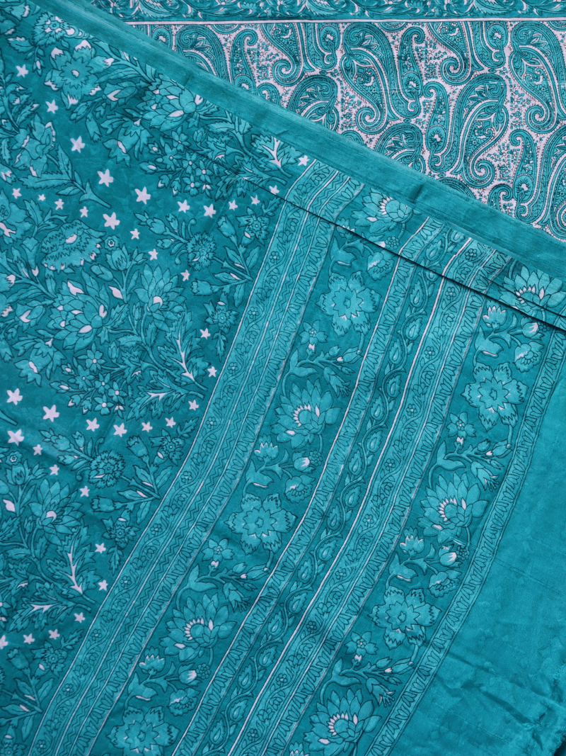 Blue Turquoise Pure Silk Saree | Kashmiri Sarees | Kashmiri Saree | Soft silk Sarees